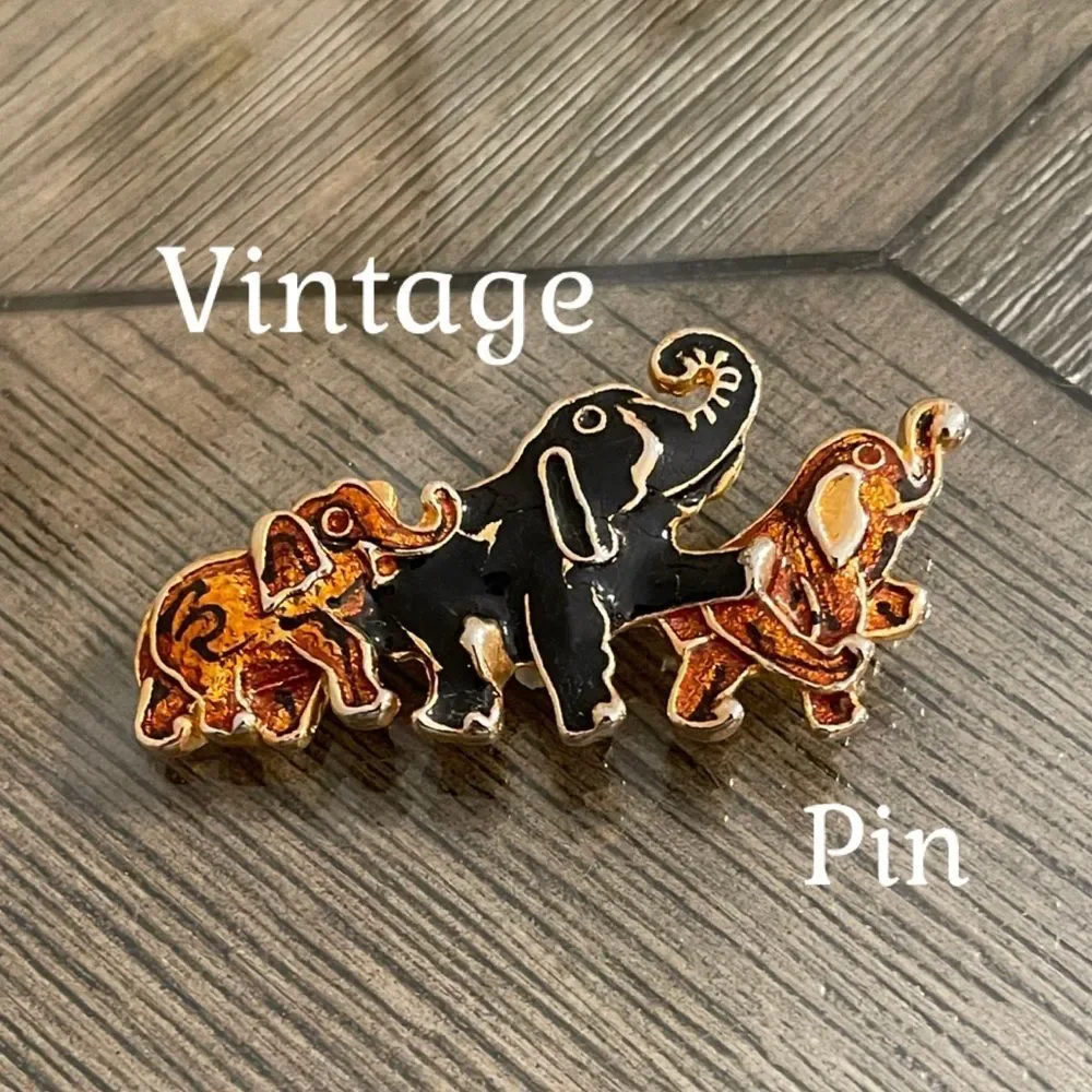 Vintage Parade of Elephants Enamel Pin
